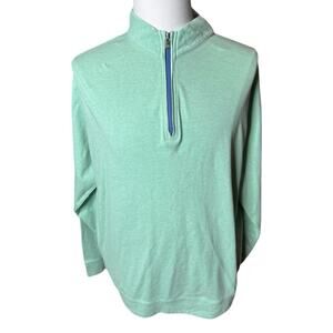 Peter Millar Perth Performance Teal Green Pullover Quarter Zip Mens 2XL Shirt